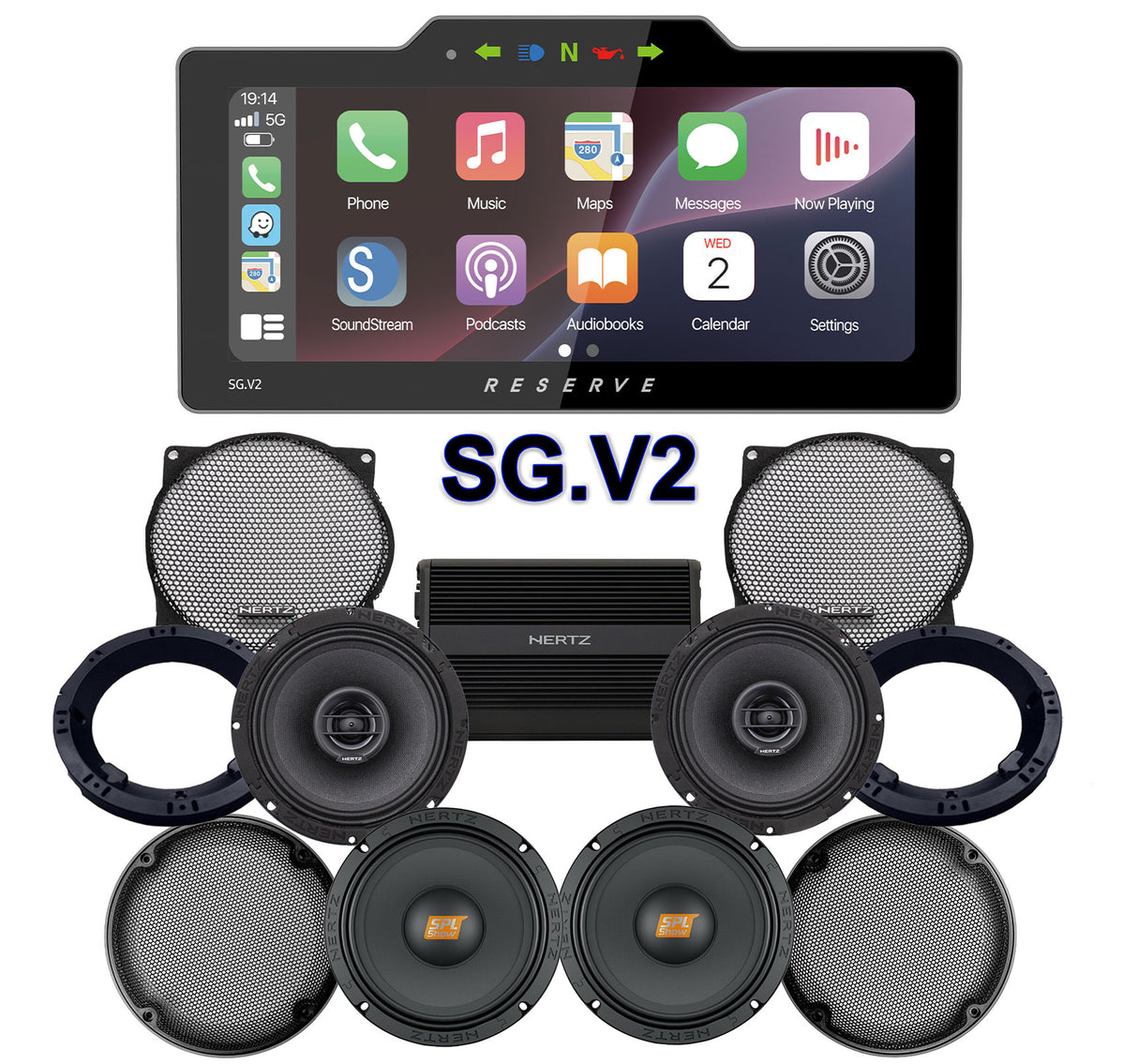 Hertz Stage 4 Plug & Play Amp And Speaker Package With Soundstream Reserve SG.V2 Radio For 1996-2013 Harley Davidson® CVO Street Glide And Ultra