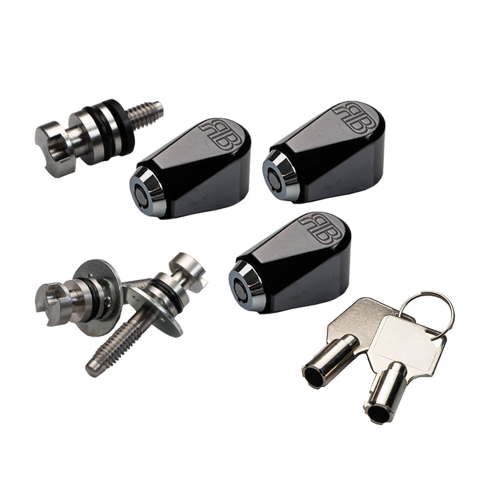 Robert Becker Design SLX-Blk and SLX-17+ Black Seat Lock and Bagglox 17+ Inside Saddlebag Locks for 2017-up Harley Davidson® Motorcycle Seats and Saddlebags