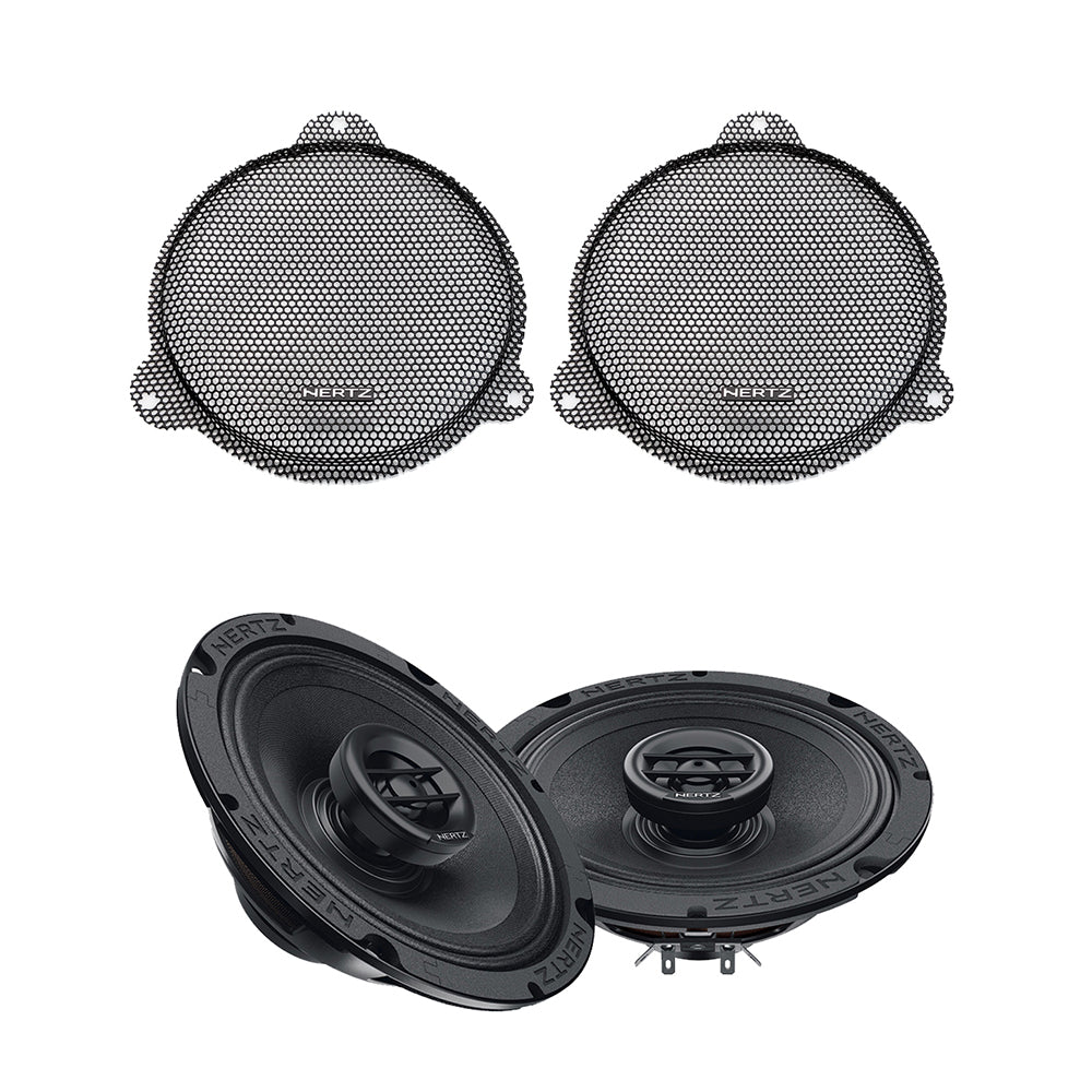 Hertz SX165NEO 6.5 inch 4 ohm Water Resistant Coax Speakers with Hertz HSGSG 6.5" Speaker Grille for Harley Davidson® Street Glide Motorcycles