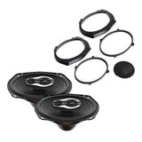 Hertz SX690NEO 3-Way 6x9 inch 4 ohm Water Resistant Coax Speakers + American Hard Bag IP-14-5X7-6X9 V2 Speaker Adapter Set For 2014-2023 Harley Davidson® Saddlebag Lids