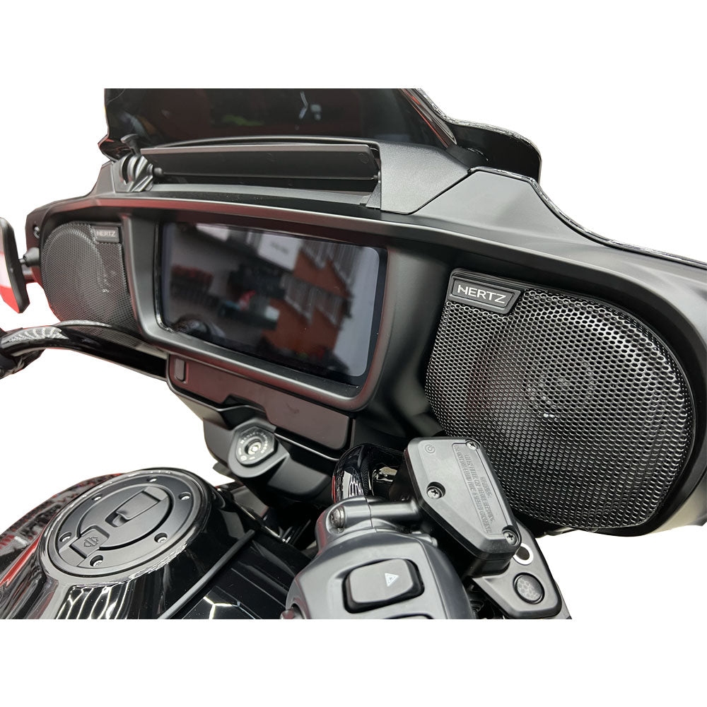 Hertz Premium A2B Stage 4 Plug & Play Amp And Speaker Package For 2025 Harley Davidson® Street Glide Ultra Motorcycles Adds Tour Pak Pods