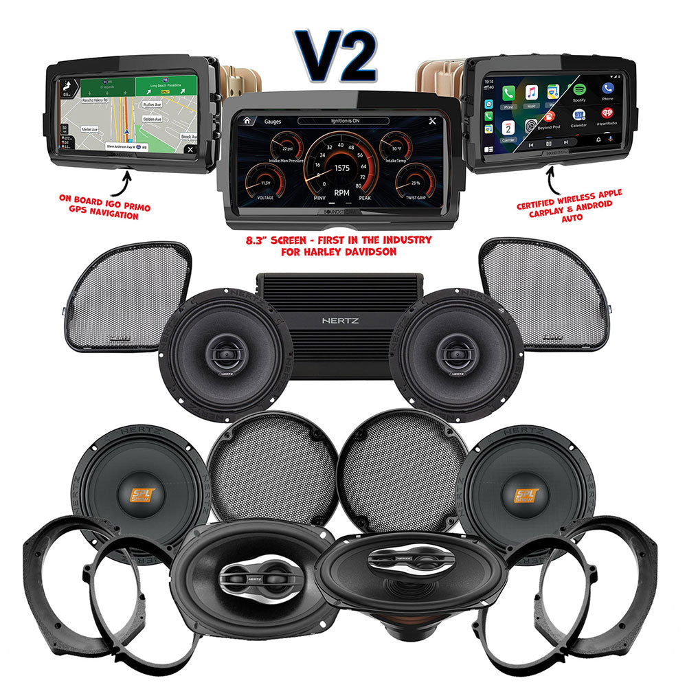 Hertz Stage 6 Plug & Play Amp and Speaker Package With Soundstream Reserve V2 Radio For 2015-2021 Harley Davidson® CVO Road Glide