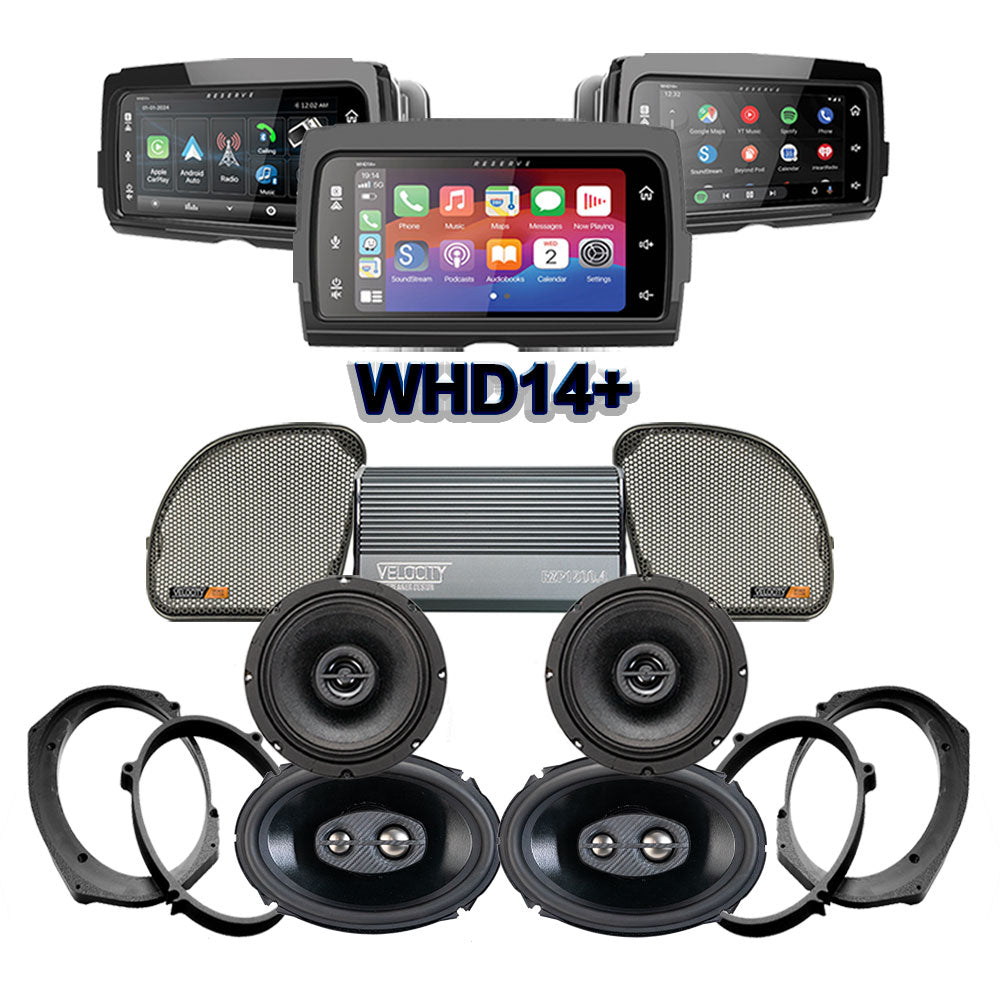 Velocity Stage 4 Plug & Play Amp And Speaker Package With Soundstream Reserve WHD14+ Radio For 2015-2021 Harley Davidson® CVO Road Glide