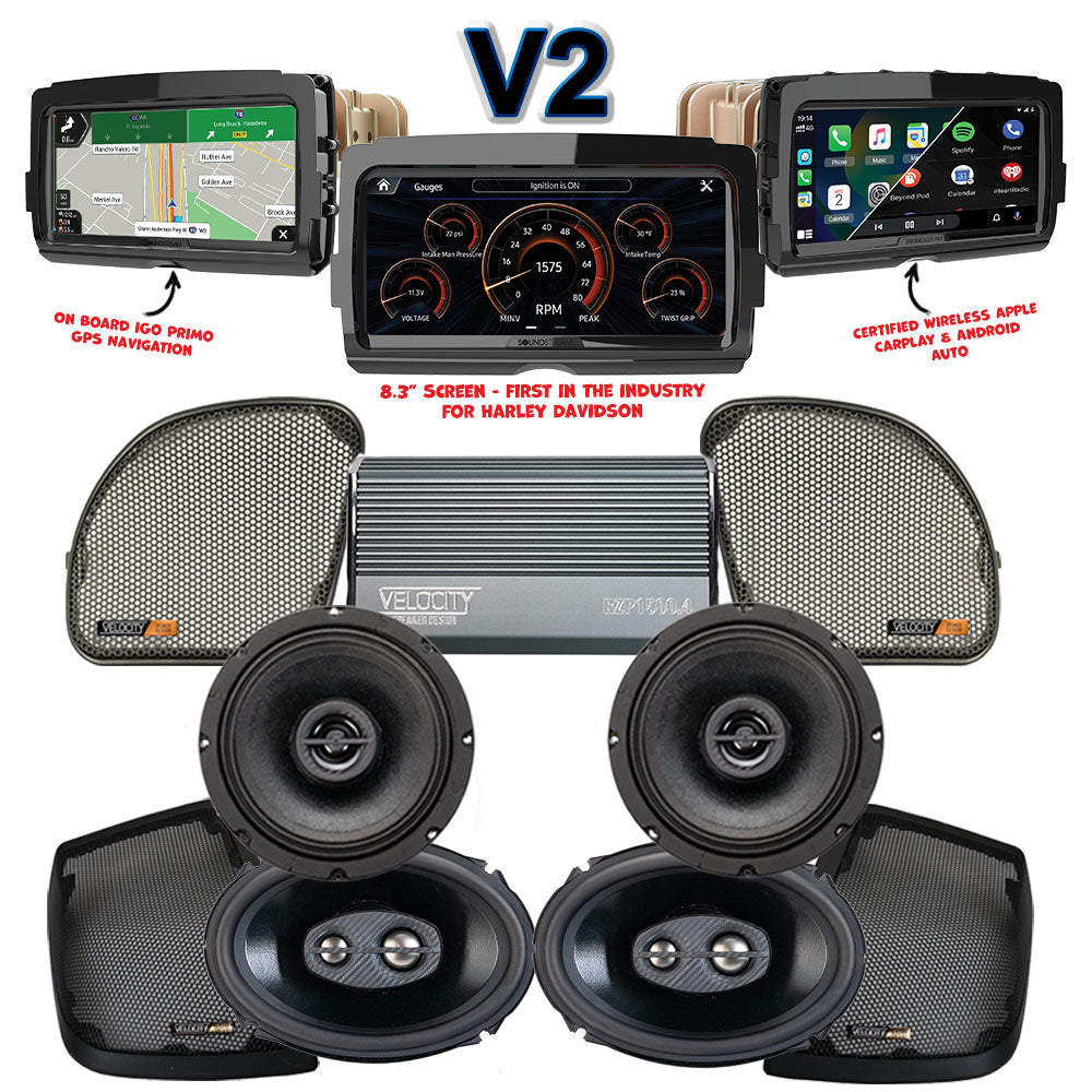 Velocity Stage 4 Plug & Play Amp And Speaker Package With Soundstream Reserve V2 Radio For 2015-2023 Harley Davidson® Road Glide