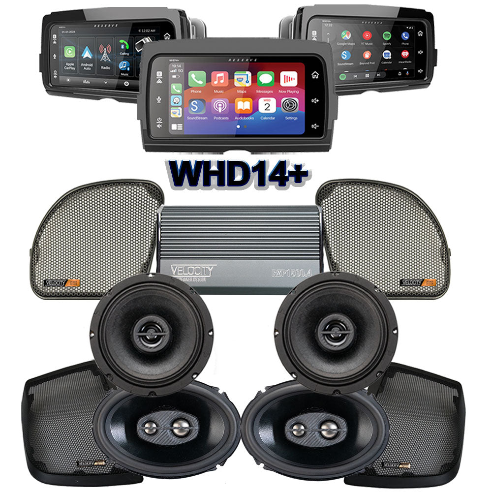 Velocity Stage 4 Plug & Play Amp And Speaker Package With Soundstream Reserve WHD14+ Radio For 2015-2023 Harley Davidson® Road Glide