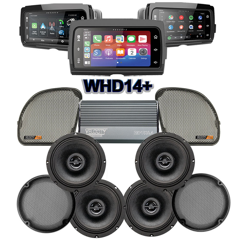 Velocity Stage 4 Plug & Play Amp And Speaker Package With SoundStream Reserve WHD14+ Radio For 2015-2024 Harley Davidson® Road Glide Ultra / Limited