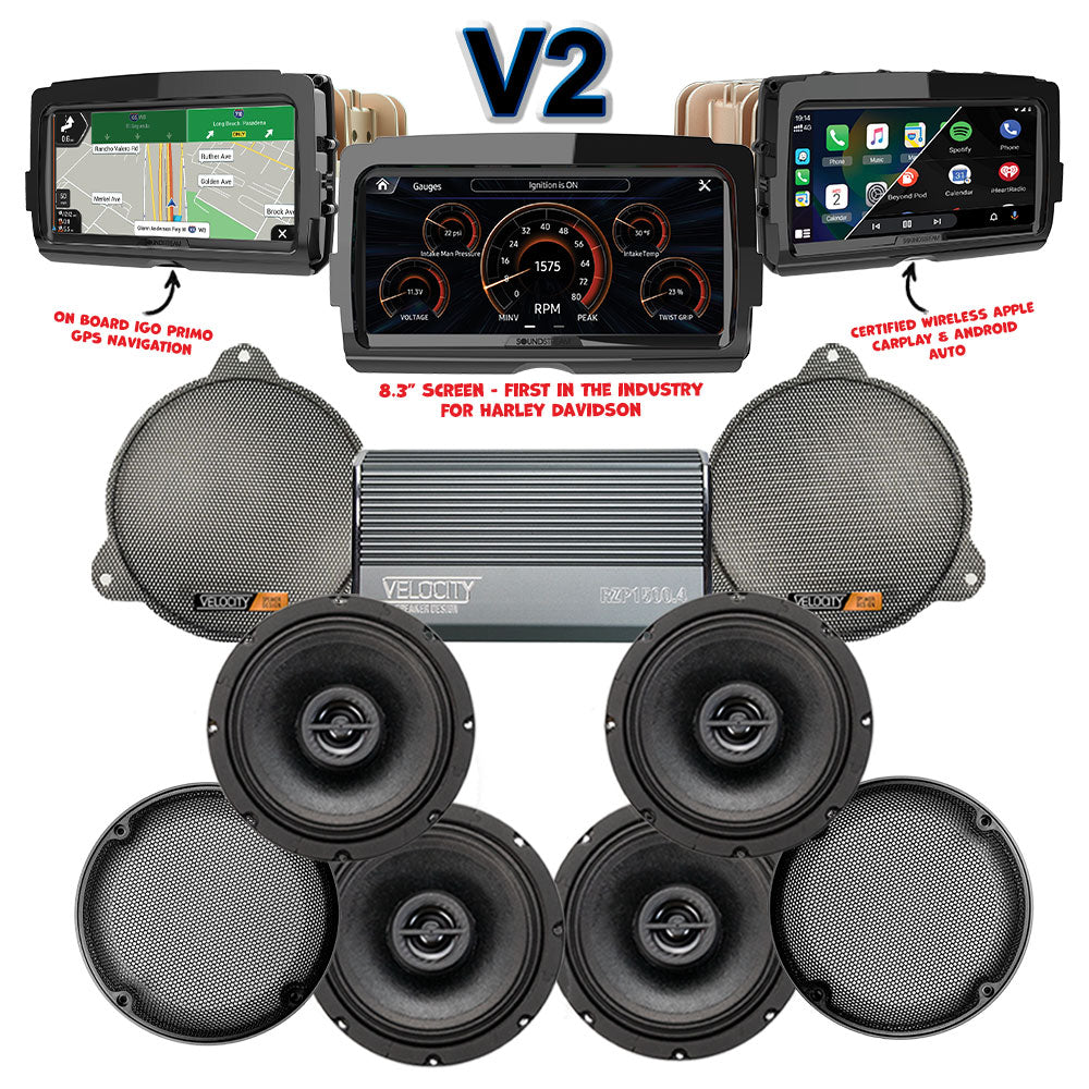 Velocity Stage 4 Plug & Play Amp And Speaker Package With SoundStream Reserve V2 Radio For 2014-2023 Harley Davidson® Street Glide and Electra Glide