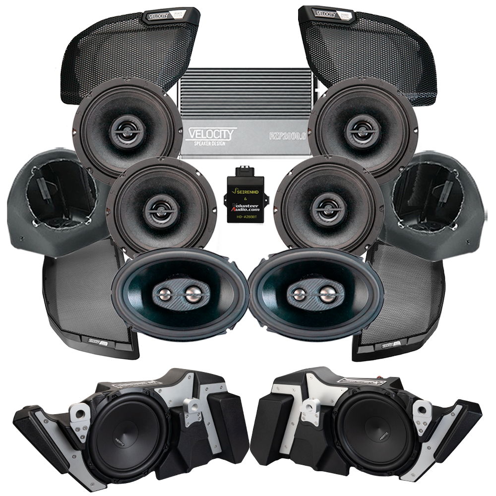 Velocity Stage 6 Ultimate A2B Plug & Play Amp And Speaker Package with Modular Subwoofer Kit For 2024-Up Harley Davidson® Road Glide Motorcycles
