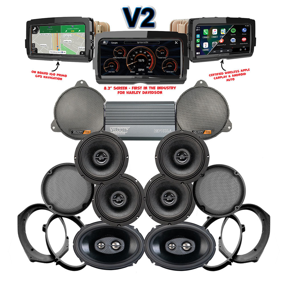 Velocity Stage 6 Plug & Play Amp and Speaker Package With Soundstream Reserve V2 Radio For 2014-2021 Harley Davidson® CVO Street Glide
