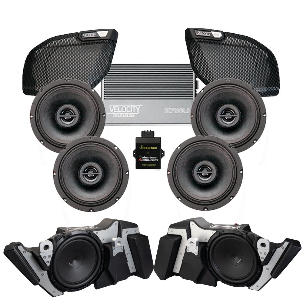 Velocity Stage 4 Ultimate A2B Plug & Play Amp And Speaker Package with Modular Subwoofer Kit For 2024-Up Harley Davidson® Base Model Road Glide Motorcycles