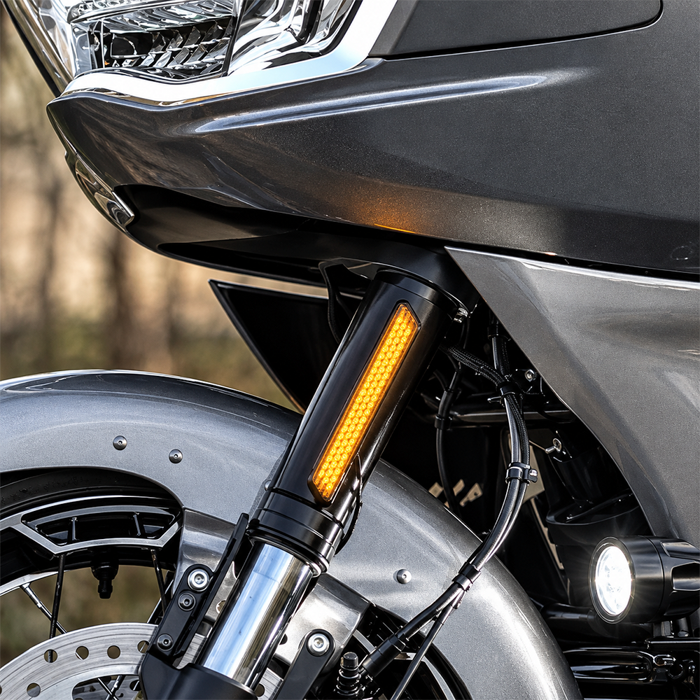 Custom Dynamics Run/Turn Auxiliary LED Fork Lightz for 2014-2026 Harley Davidson® Touring and TriGlide Motorcycles