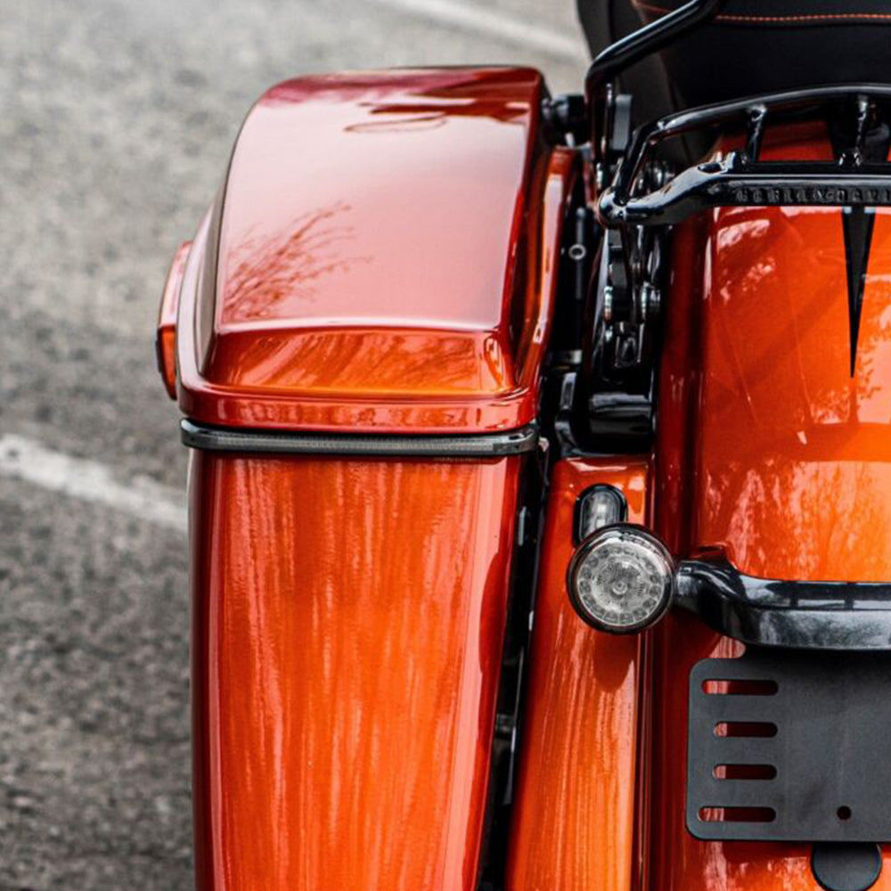 Custom Dynamics CD-LPDC-BCM-S / 2040-2686 Low Profile BAGZ LED Saddlebag Lights with Dual Color Sequential Run Brake and Amber Turn Signals Lenses for 2014-2024 Harley Davidson® Motorcycles ( 20402686)