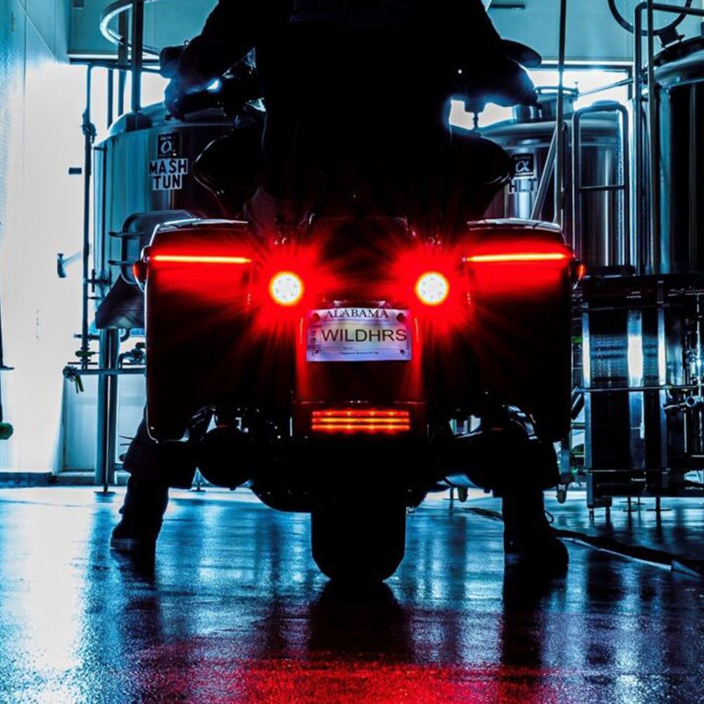 Custom Dynamics CD-LPSEQ-BCM4-R / 2040-2439 Low Profile BAGZ LED Saddlebag Lights with Sequential Red Turn Signal Lenses for 2014-2022 Harley Davidson® CVO Motorcycles ( 20403239 )