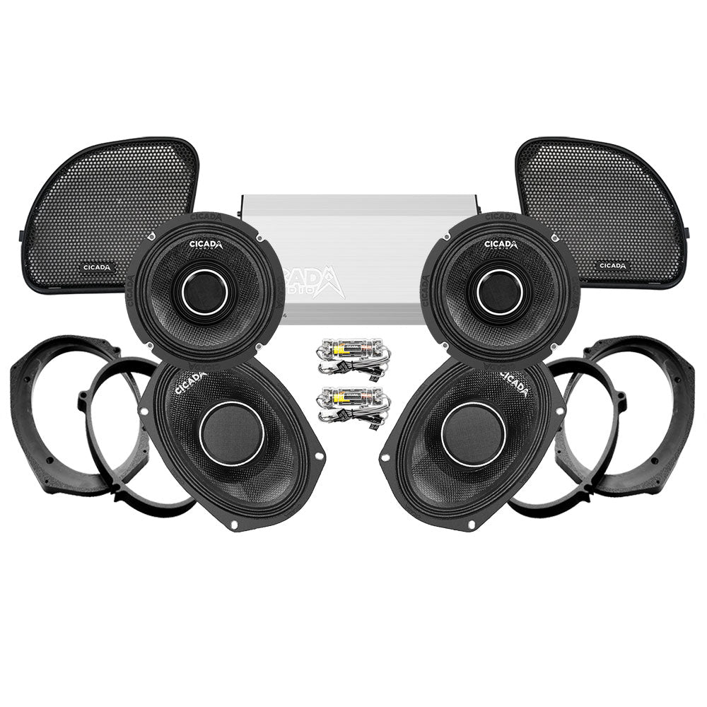 Cicada Audio CHX Stage 4 Plug & Play Amp And Speaker Package For 2021-2023 Harley Davidson® CVO Road Glide With HD Audio By Rockford For Factory Radio or Existing Soundstream Reserve Radios