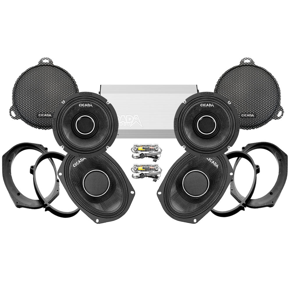Cicada Audio CHX Stage 4 Plug & Play Amp And Speaker Package For 2021-2023 Harley Davidson® CVO Street Glide With HD Audio By Rockford For Factory Radio or Existing Soundstream Reserve Radios