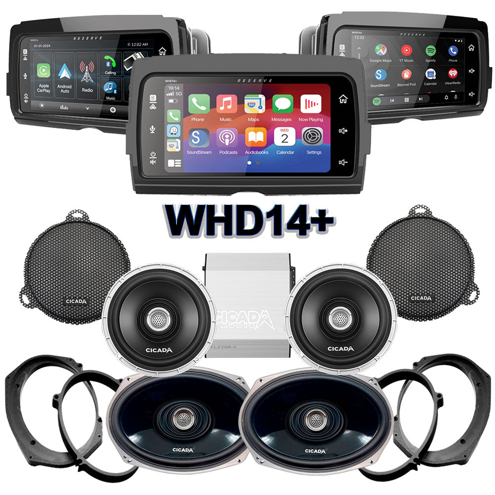 Cicada Audio CX Stage 4 Plug & Play Amp And Speaker Package With Soundstream Reserve WHD14+ Radio For 2021-2023 Harley Davidson® CVO Street Glide With HD Audio By Rockford