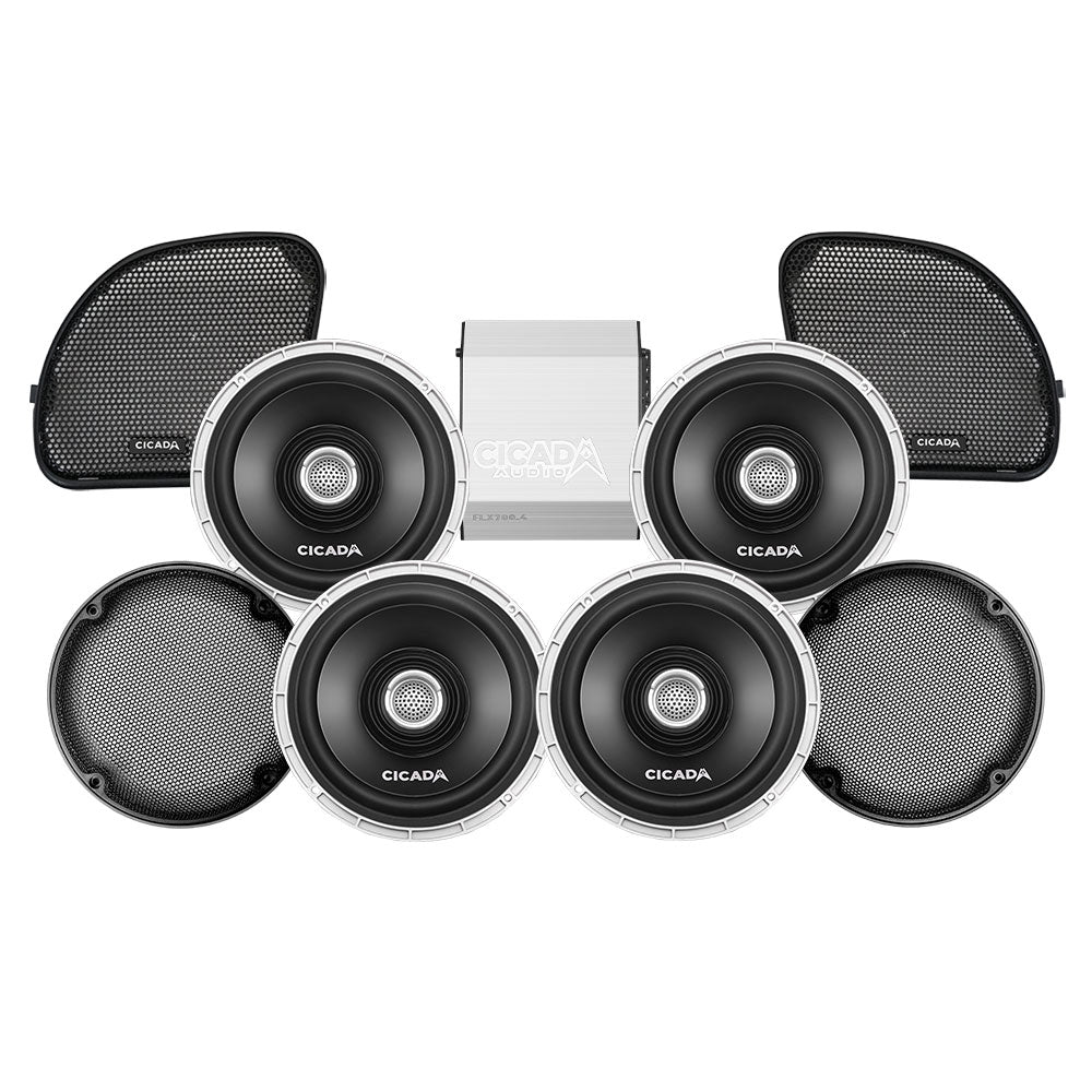 Cicada Audio CX Stage 4 Plug & Play Amp and Speaker Package For 2015-2023 Harley Davidson® Road Glide Ultra/Limited with Factory or Existing SoundStream Reserve Radios