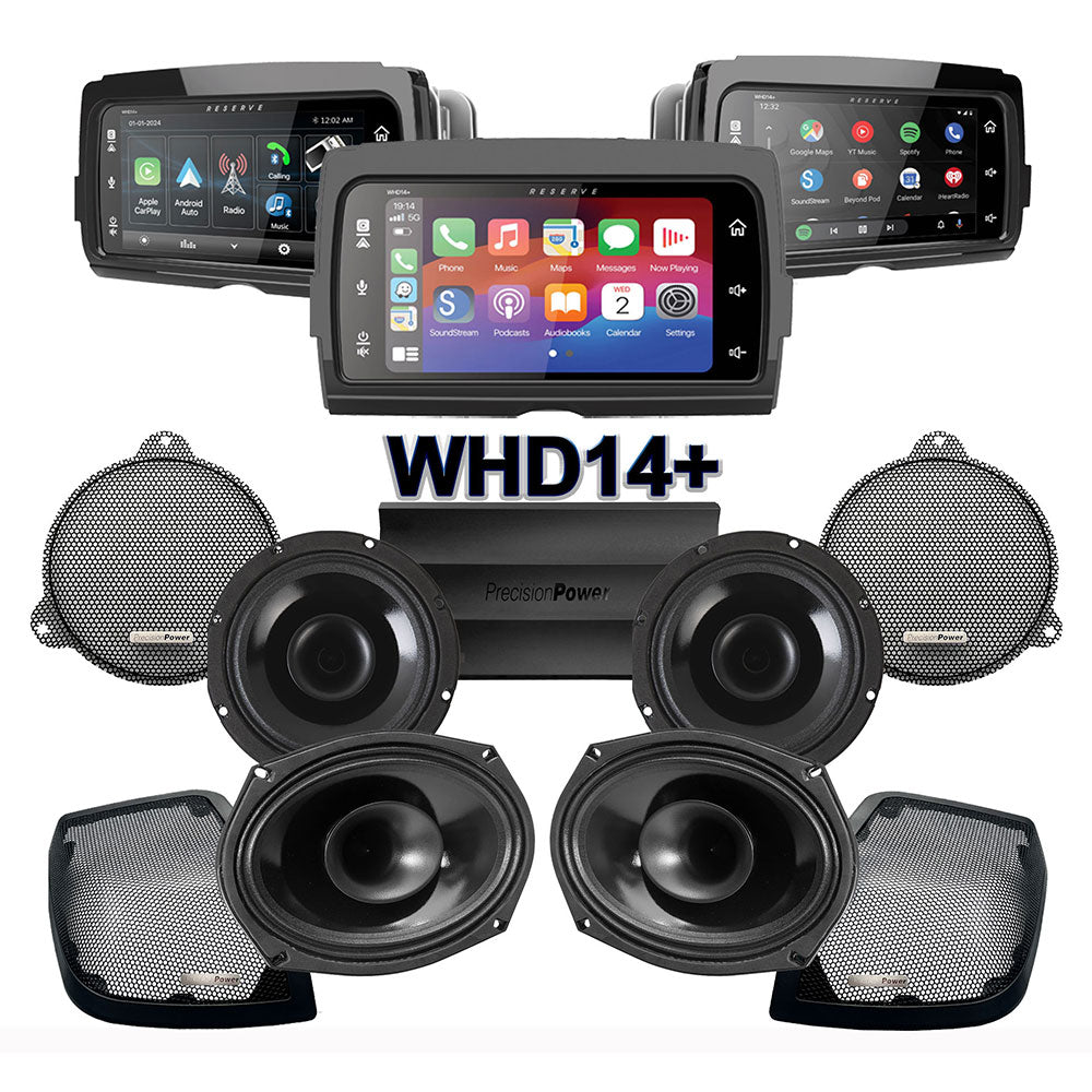Precision Power HT Stage 4 Plug & Play Amp and Speaker Package With Soundstream Reserve WHD14+ Radio For 2014-2023 Harley Davidson® Street Glide, Electra Glide, And Ultra