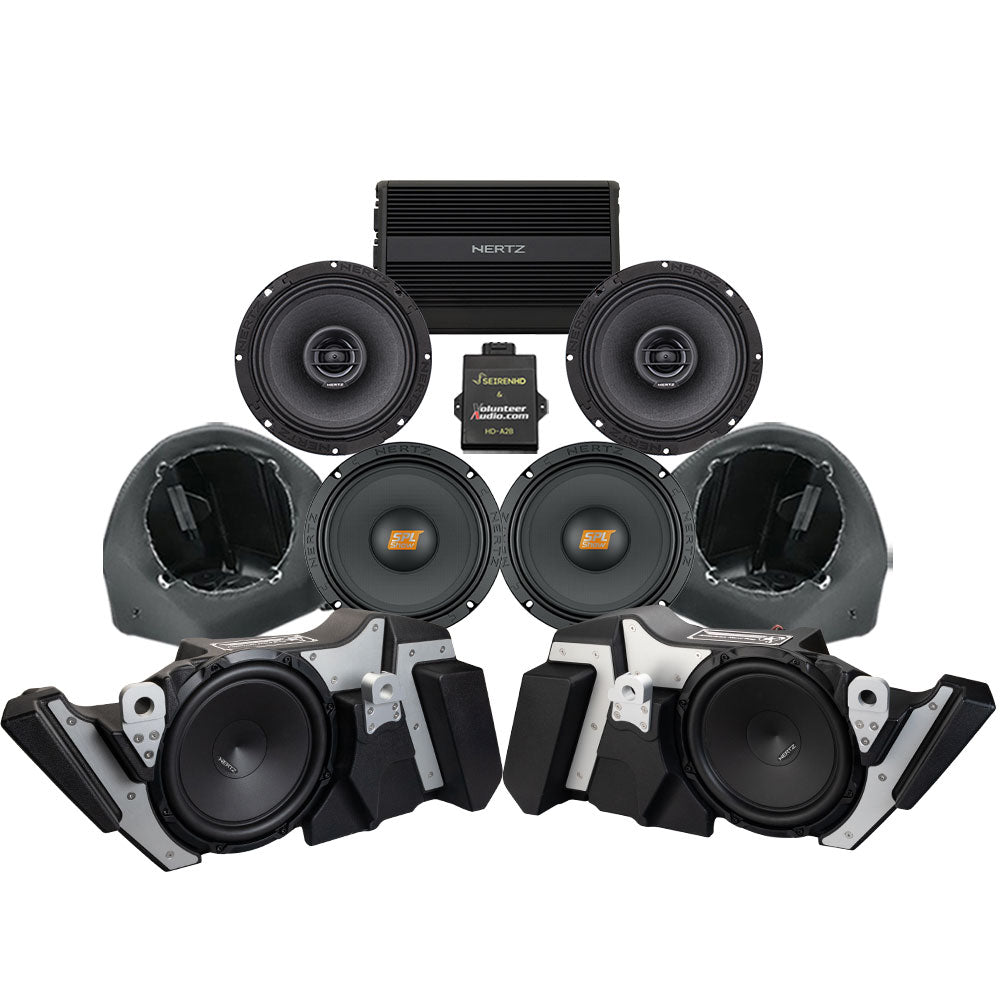 Hertz A2B Stage 4 Ultimate Plug & Play Amp And Speaker Package with Modular Subwoofer Kit For 2025 Harley Davidson® Street Glide Ultra Motorcycles Adds Tour Pak Pods