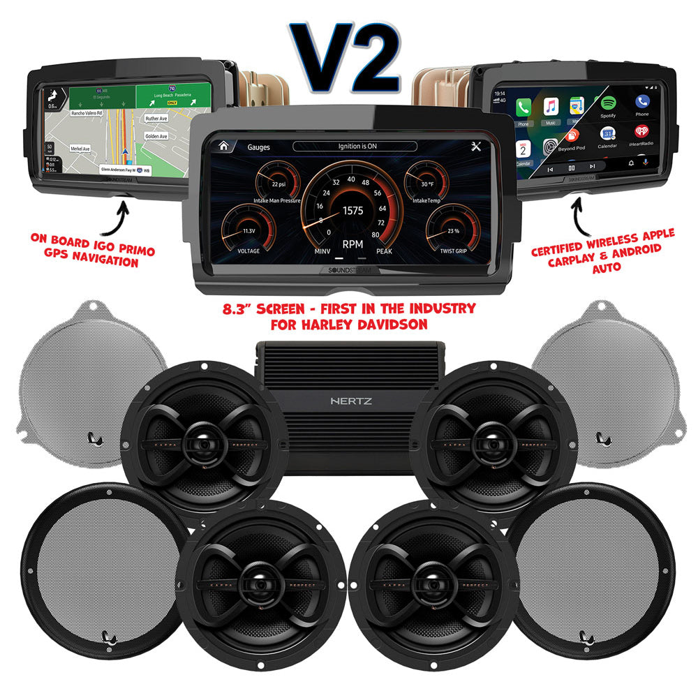 Infinity Stage 4 Plug & Play Amp And Speaker Package With SoundStream Reserve V2 Radio For 2014-2025 Harley Davidson® Ultra Classic, Ultra Limited, and Tri Glide