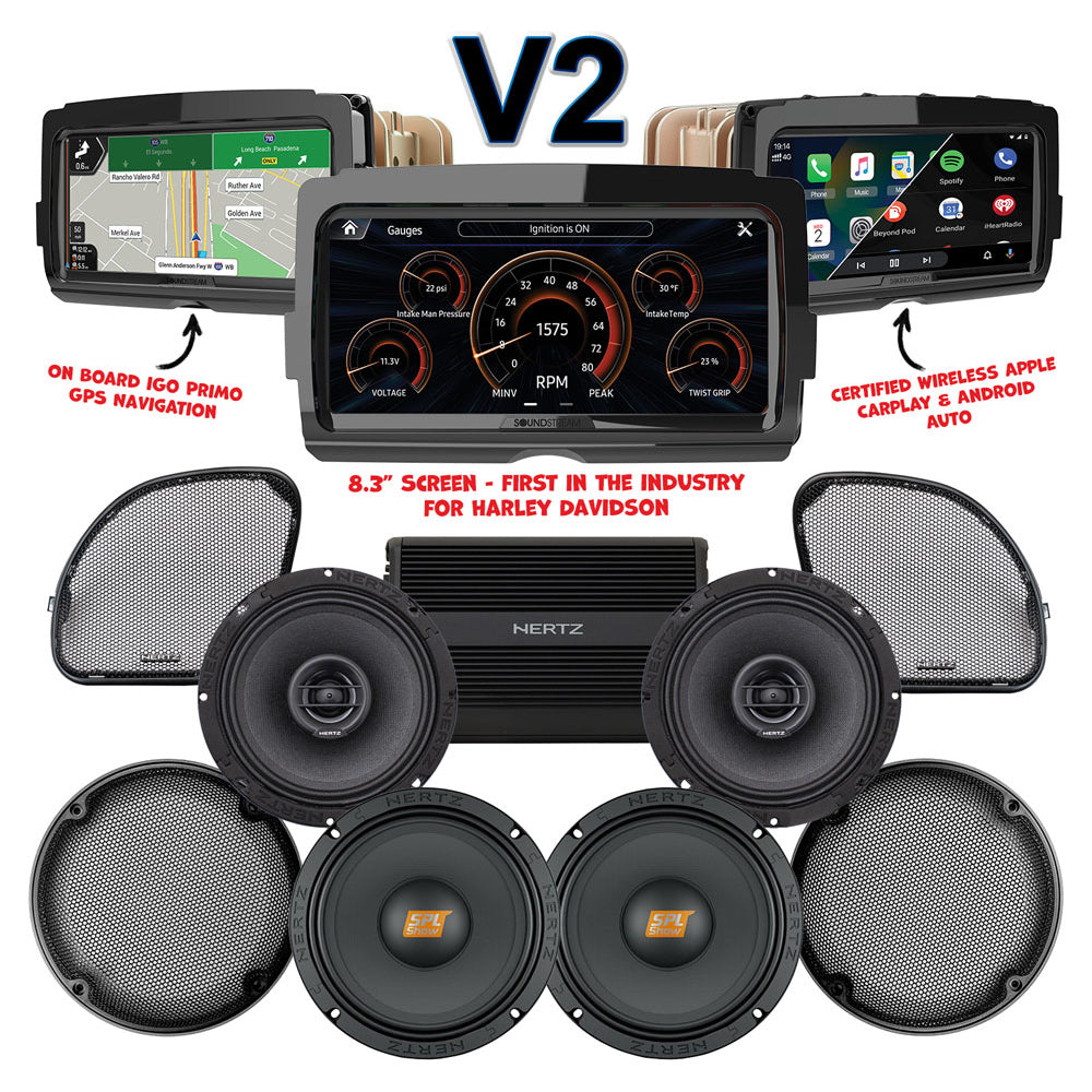 Hertz Stage 4 Plug & Play Amp And Speaker Package With SoundStream Reserve V2 Radio For 2015-2024 Harley Davidson® Road Glide Ultra / Limited