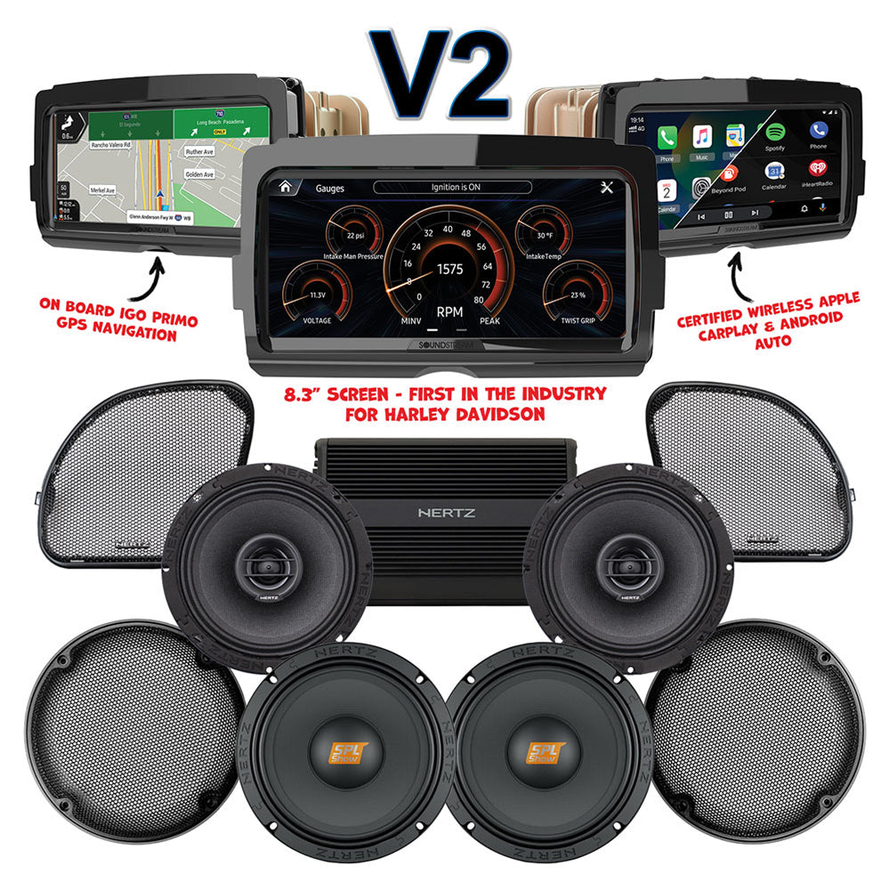 Hertz Stage 4 Plug & Play Amp And Speaker Package With Soundstream Reserve V2 Radio For 2015-2016 Harley Davidson® CVO Road Glide Ultra