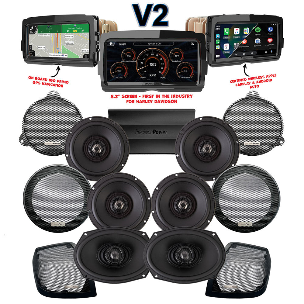 Precision Power Stage 6 Plug & Play Amp and Speaker Package with SoundStream Reserve V2 Radio For 2014-2025 Harley Davidson® Electra Glide Ultra & Ultra Limited