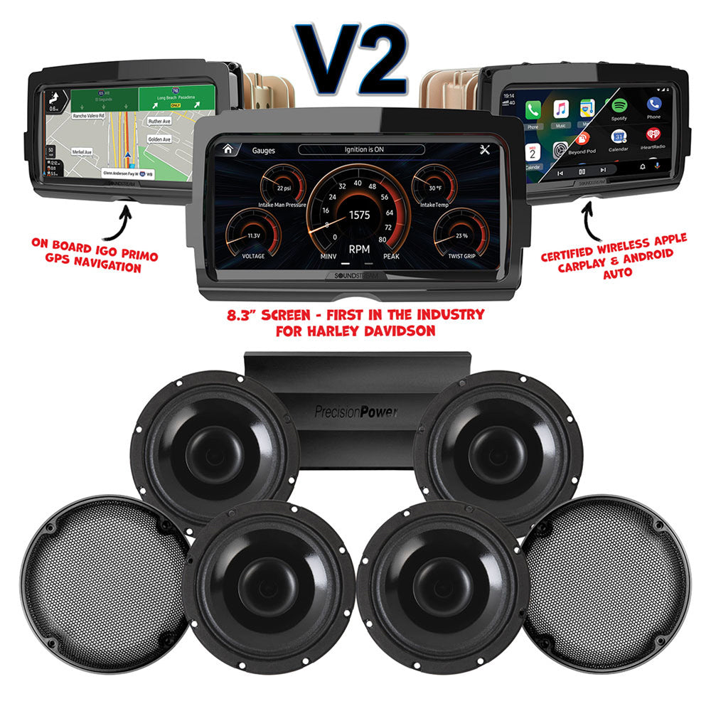 Precision Power HT Stage 4 Plug & Play Amp and Speaker Package With Soundstream Reserve V2 Radio For 2015-2016 Harley Davidson® CVO Road Glide Ultra