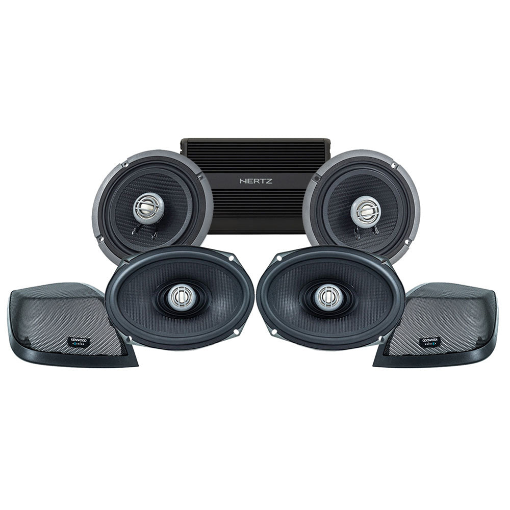 Kenwood Stage 4 Plug & Play Amp and Speaker Package For 2015-2023 Harley Davidson® Road Glide with Factory or Existing SoundStream Reserve Radios