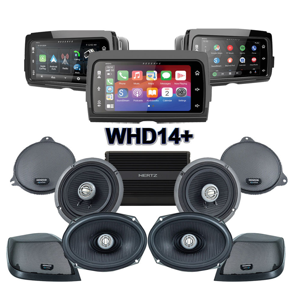 Kenwood Stage 4 Plug & Play Amp and Speaker Package With Soundstream Reserve WHD14+ Radio For 2014-2023 Harley Davidson® Street Glide, Electra Glide, And Ultra