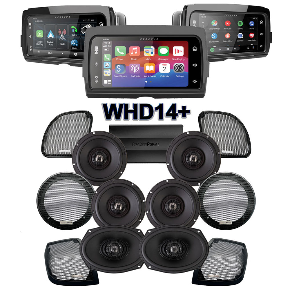Precision Power Stage 6 Plug & Play Amp and Speaker Package with SoundStream Reserve WHD14+ Radio For 2015-2023 Harley Davidson® Road Glide