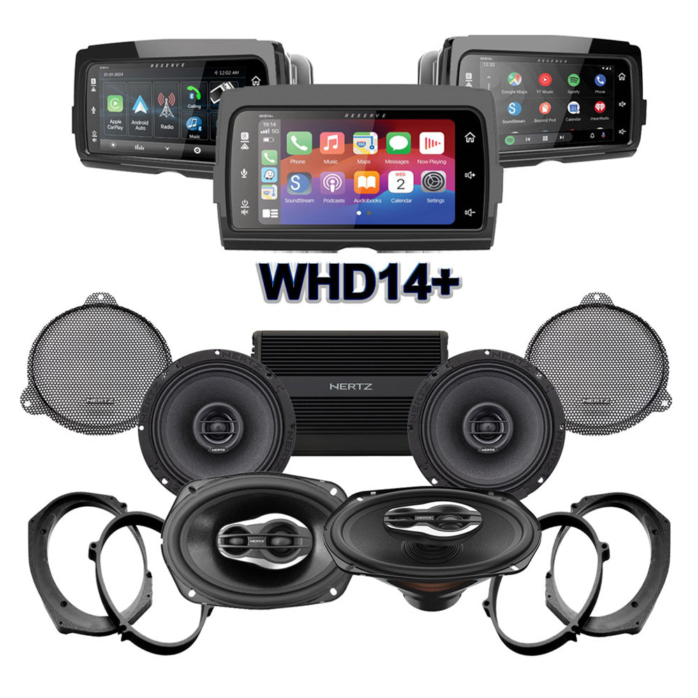 Hertz Stage 4 Plug & Play Amp And Speaker Package With Soundstream Reserve WHD14+ Radio For 2014-2020 Harley Davidson® CVO Street Glide