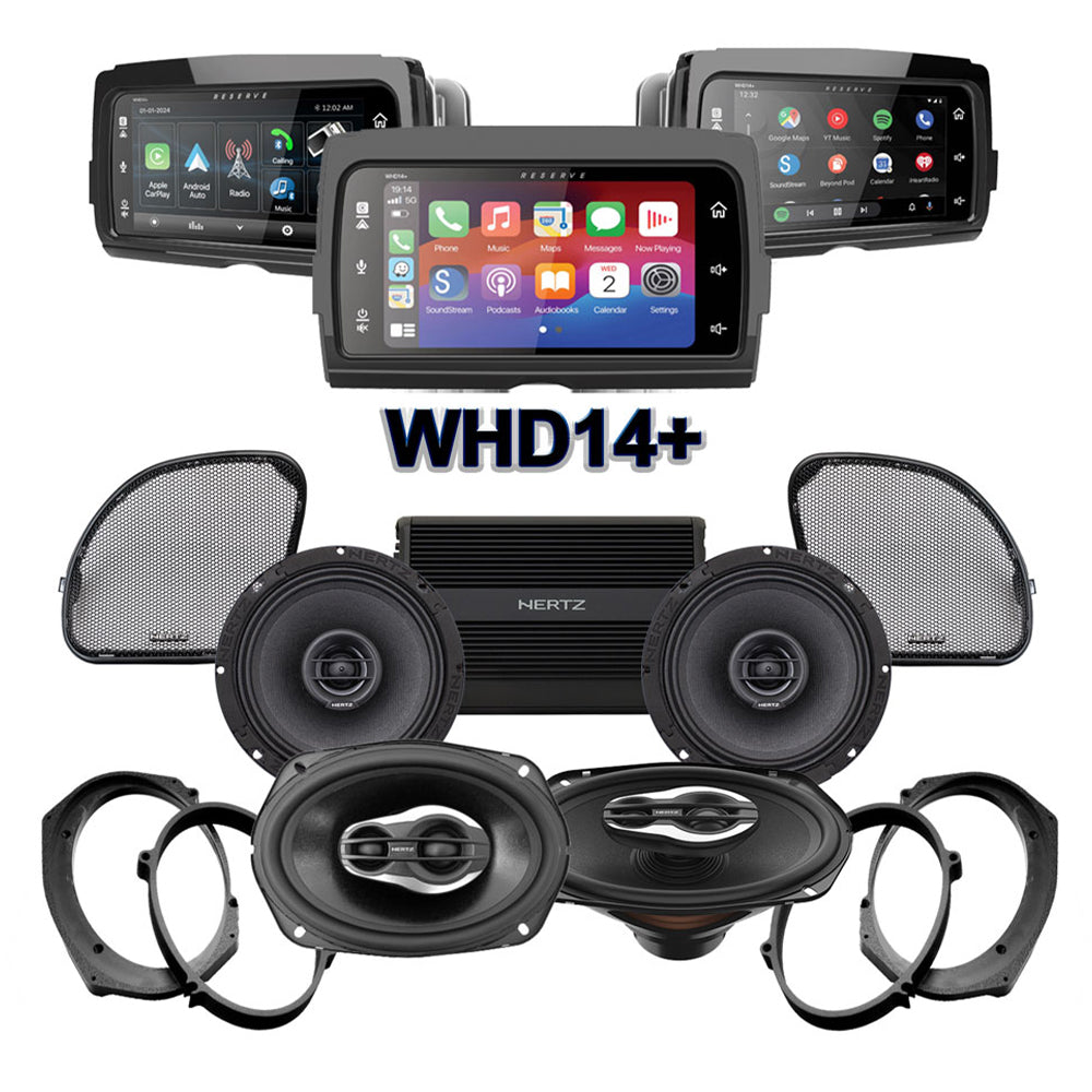 Hertz Stage 4 Plug & Play Amp And Speaker Package With Soundstream Reserve WHD14+ Radio For 2015-2021 Harley Davidson® CVO Road Glide