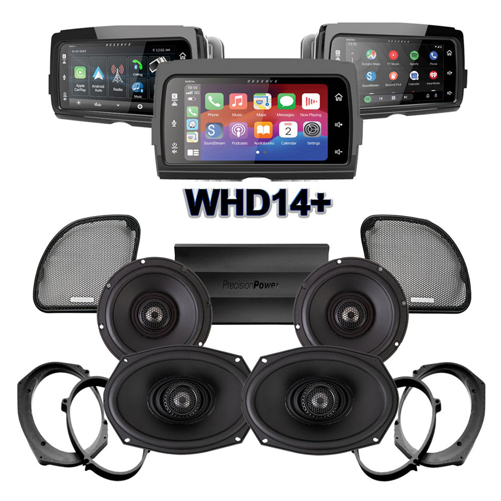 Precision Power Stage 4 Plug & Play Amp and Speaker Package with Soundstream Reserve WHD14+ Radio For 2015-2021 Harley Davidson® CVO Road Glide