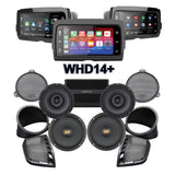 Hertz Stage 4 Plug & Play Amp And Rear 8” Speaker Package + Adapters With Soundstream Reserve WHD14+ Radio For 2014-2023 Harley Davidson® Street Glide, Electra Glide, And Ultra