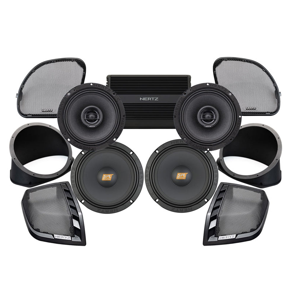 Hertz Stage 4 Plug & Play Amp and Rear 8" Speaker Package For 2015-2023 Harley Davidson® Road Glide  with Factory or Existing SoundStream Reserve Radios