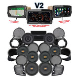 Hertz Stage 8 Plug & Play Amp and Rear 8" Speaker Package + Adapters with Liquid-Cooled Lower Fairing Adapters and SoundStream Reserve V2 Radio For 2014-2024 Harley Davidson® Ultra Limited