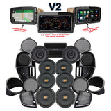 Hertz Stage 8 Plug & Play Amp and Rear 8" Speaker Package + Adapters with Complete Lower Fairing Adapters and SoundStream Reserve V2 Radio For 2014-2023 Harley Davidson® Street Glide and Electra Glide