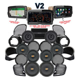 Hertz Stage 8 Plug & Play Amp and Rear 8" Speaker Package + Adapters with Liquid-Cooled Lower Fairing Adapters and SoundStream Reserve V2 Radio For 2015-2024 Harley Davidson® Road Glide Ultra / Limited