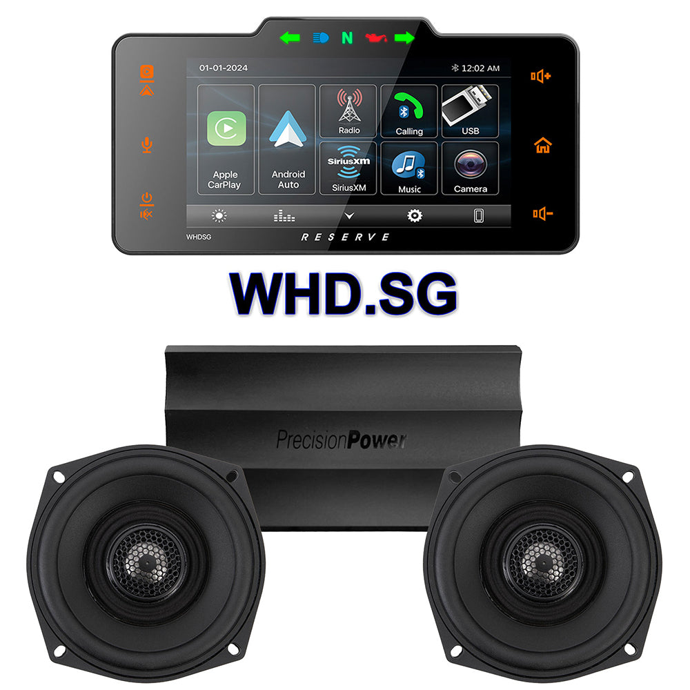 Precision Power 5.25" Stage 2 Plug & Play Amp And Speaker Package With Soundstream Reserve WHD.SG Radio For 1998-2013 Harley Davidson® Street Glide, Electra Glide, And Ultra