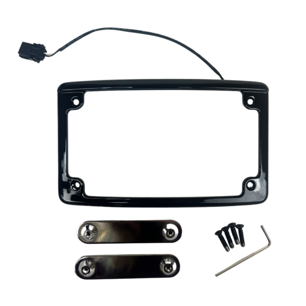 Custom Dynamics Replacement License Plate Mount and Radius LED License Plate Frame In a Black Finish for 2014-2024 Harley Davidson® CVO Motorcycles and 2024-Up Base Model Street Glide and Road Glide