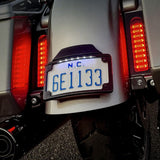 Custom Dynamics Replacement License Plate Mount and Radius LED License Plate Frame In a Black Finish for 2014-2024 Harley Davidson® CVO Motorcycles and 2024-Up Base Model Street Glide and Road Glide