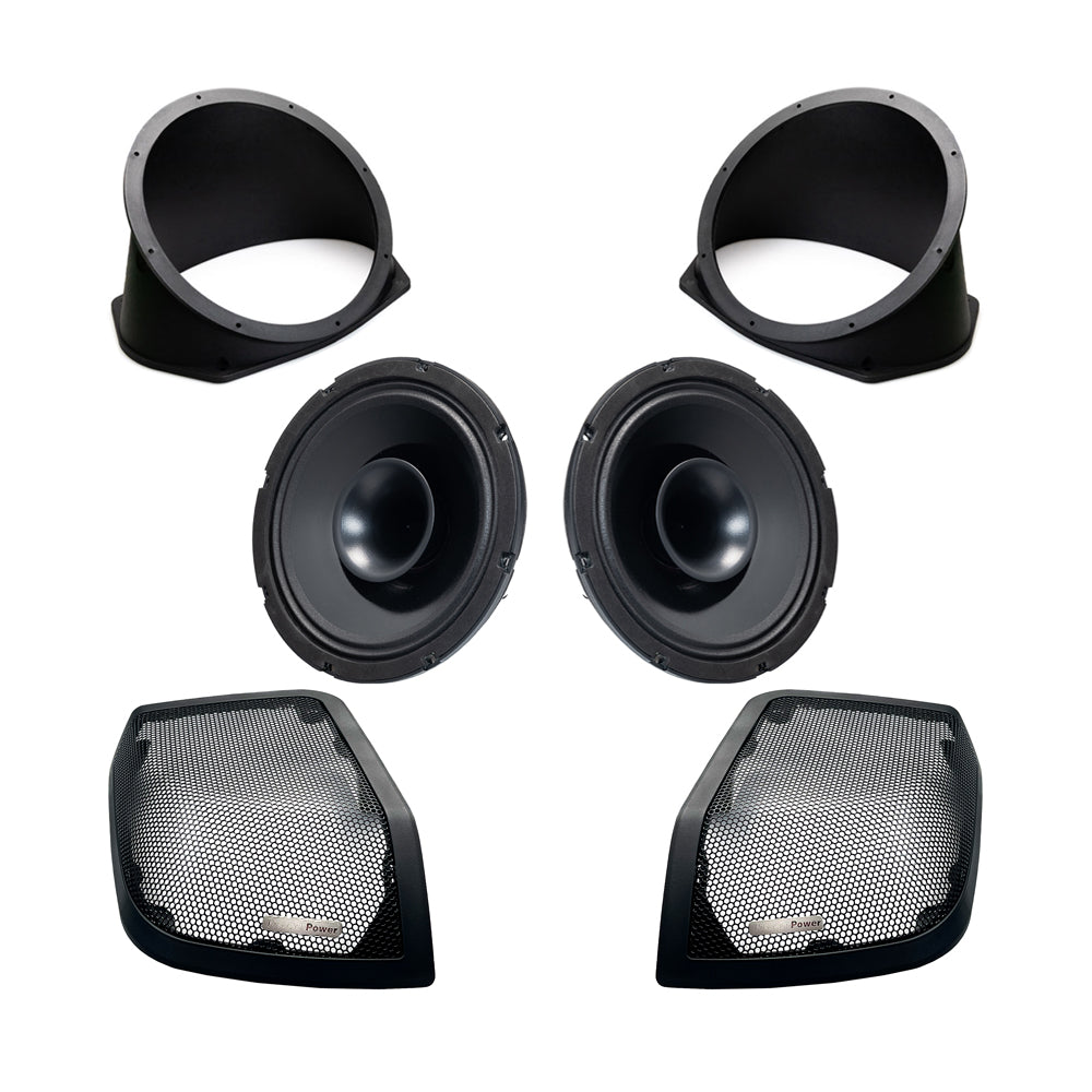 Precision Power 8″ MAS.802HT Speakers + IP-6×9-8 Speaker Adapters + Cut Kits For 2014-2023 Harley Davidson® Touring Motorcycles