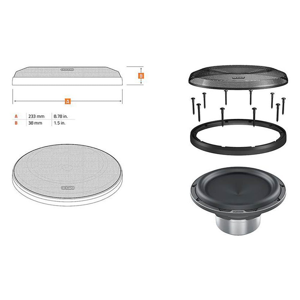 Hertz MG 200.3 Grille for 8" Legend Series ML 2000.3 and Pro Series MG 200.3 Subwoofers