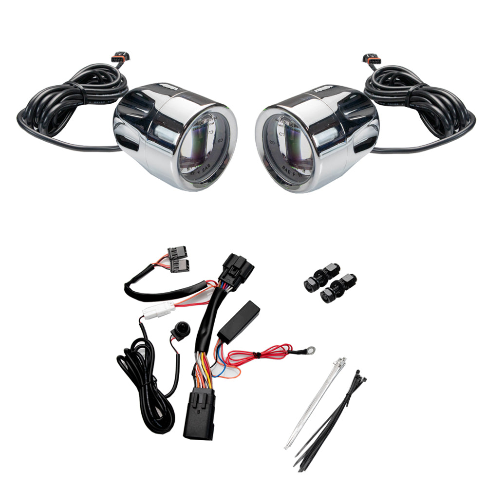 Custom Dynamics ProBeam® Auxiliary LED Halo Fog Lamps with Engine Guard Mounting Brackets for 2023-2025 Harley-Davidson® CVO Touring Motorcycles