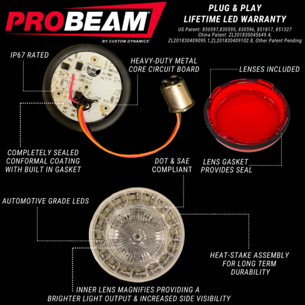 Custom Dynamics PROBEAM LED Rear Turn Signal For 2014-2023 Harley Davidson® Street Glide and Road Glide Motorcycles