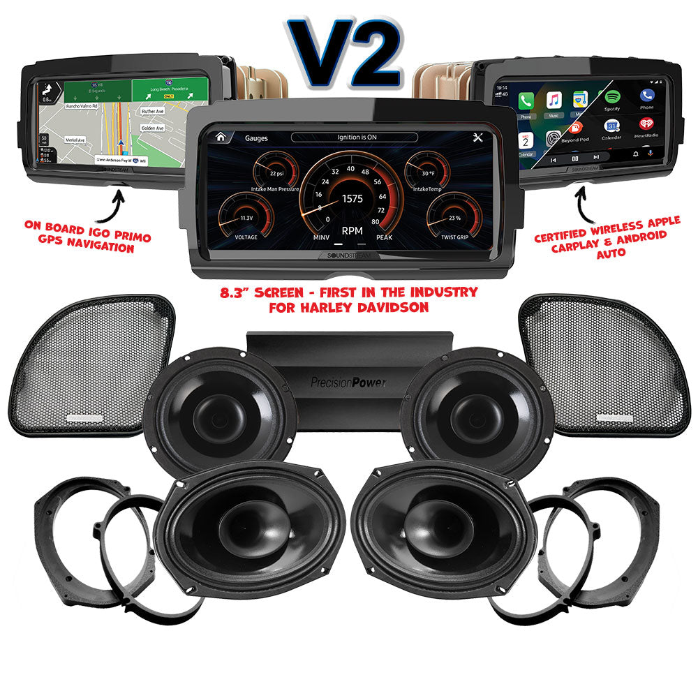 Precision Power HT Stage 4 Plug & Play Amp and Speaker Package With Soundstream Reserve V2 Radio For 2014-2021 Harley Davidson® CVO Road Glide
