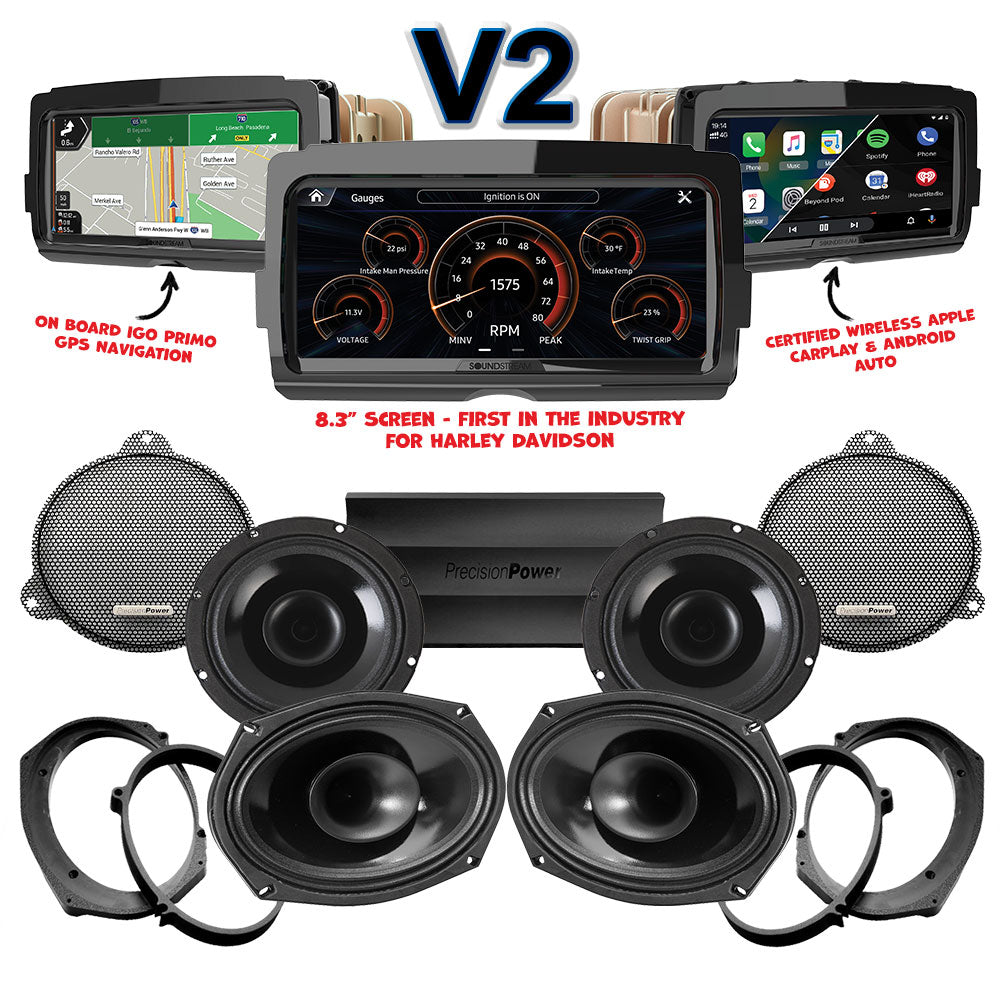 Precision Power HT Stage 4 Plug & Play Amp and Speaker Package With Soundstream Reserve V2 Radio For 2014-2021 Harley Davidson® CVO Street Glide