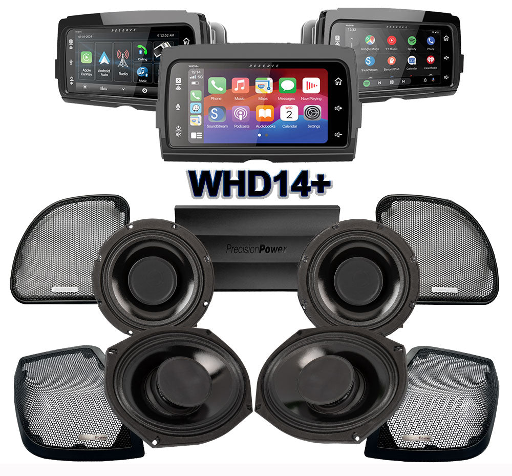 Precision Power HTW Stage 4 Plug & Play Amp and Speaker Package With Soundstream Reserve WHD14+ Radio For 2015-2023 Harley Davidson® Road Glide
