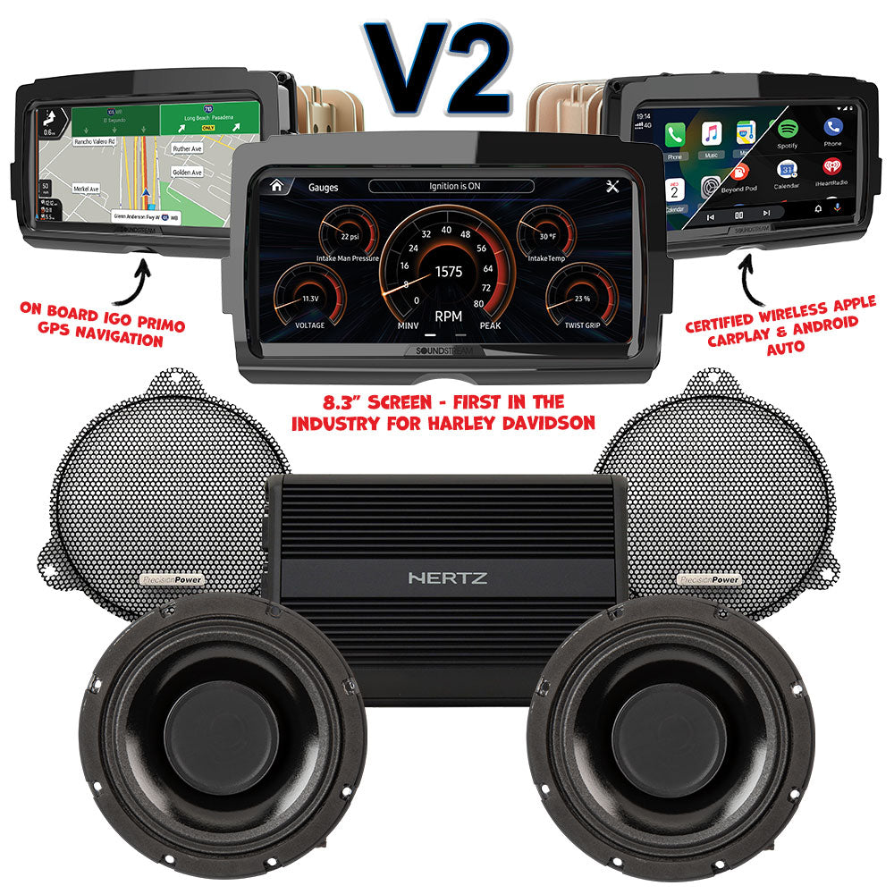 Precision Power HTW Stage 2 Plug & Play Amp and Speaker Package With Soundstream Reserve V2 Radio For 2014-2023 Harley Davidson® Street Glide, Electra Glide, and Ultra